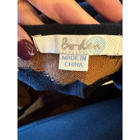 Boden Dress Women 10 Blue Tan Knit Groovy Mod Tunic Abigail Sweater‎ Dress - Picture 7 of 8